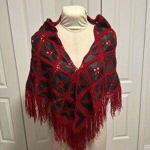 Handmade shawl black and red